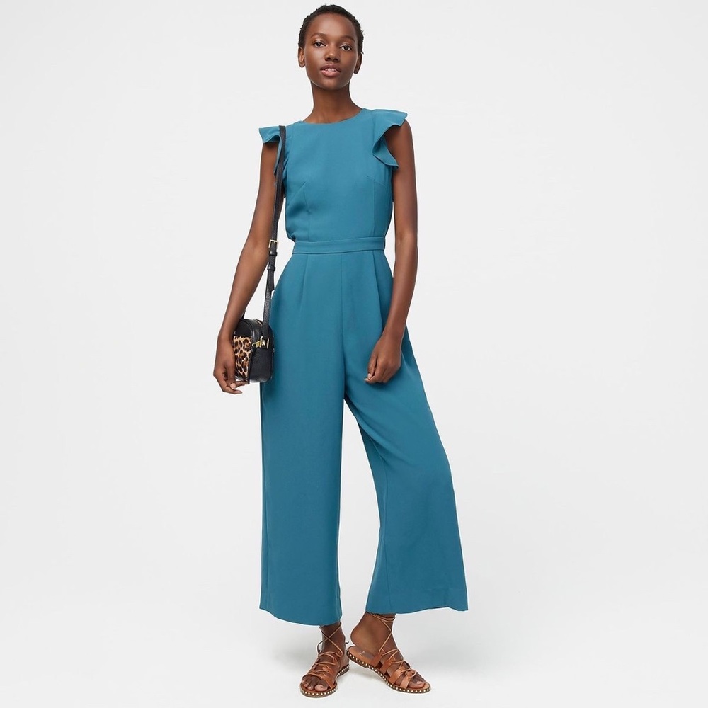 J Crew Ruffle Crepe Jumpsuit